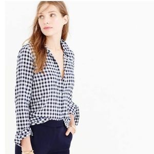 J.Crew navy gingham classic button down shirt